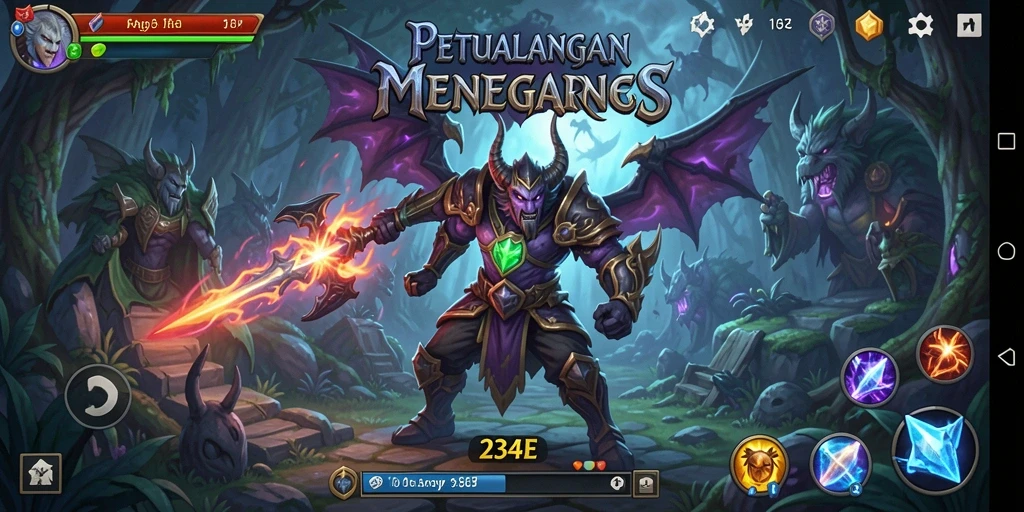 Tampilan gameplay RPG menakjubkan di 234E yang menggambarkan petualangan epik.