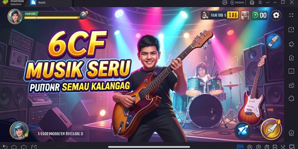 Tampilan gameplay 6CF yang penuh warna dan interaktif.