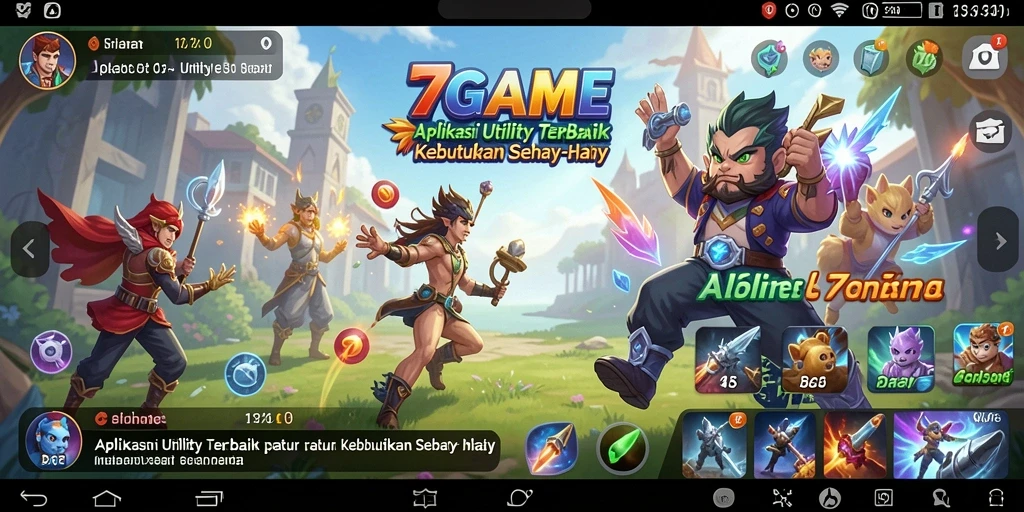 Tampilan utama aplikasi 7GAME dengan fitur Utility yang lengkap.