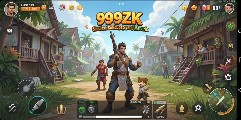 Screenshot gameplay <strong>999ZK</strong> menampilkan interaksi karakter yang menarik dalam simulasi kehidupan.