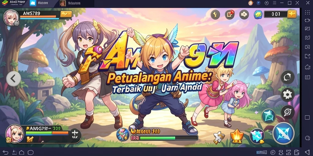 Tampilan gameplay AMS789 dengan karakter Anime terkenal dalam aksi berwarna-warni.