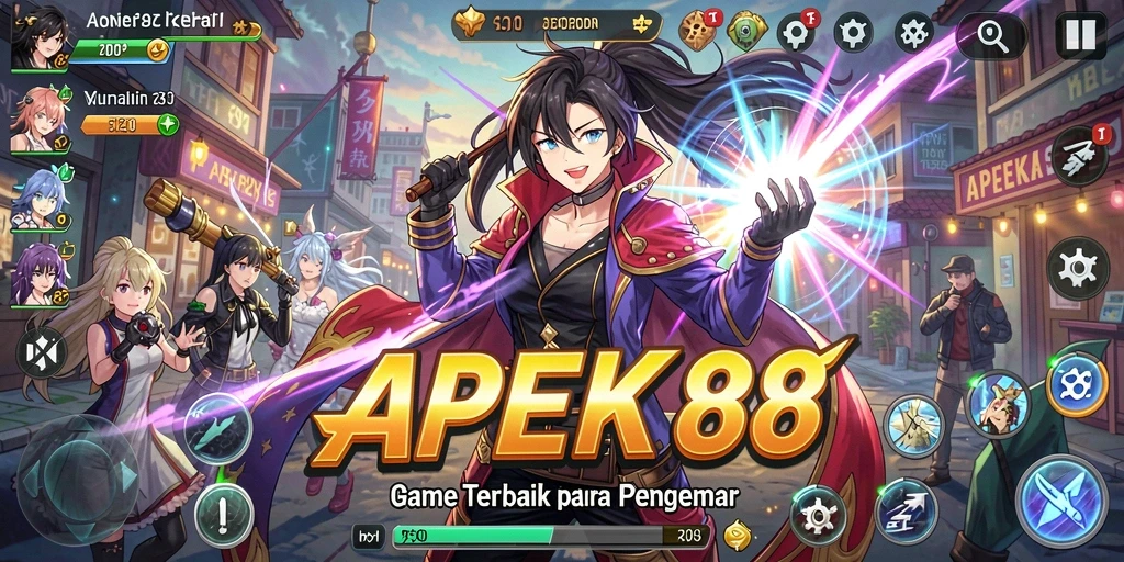Tangkapan layar APEK88 menunjukkan aksi karakter anime yang dinamis.