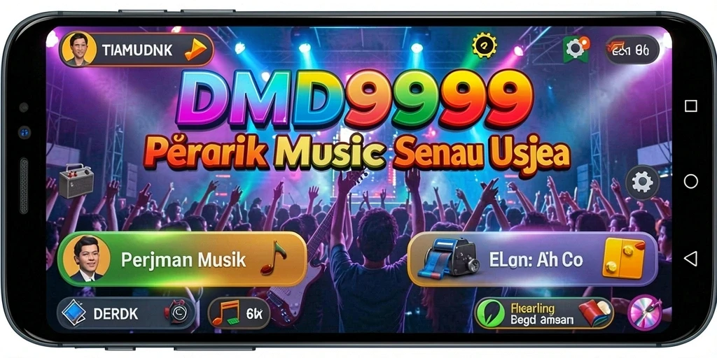 Tangkapan layar DMD999 menampilkan gameplay seru dengan musik aktif.