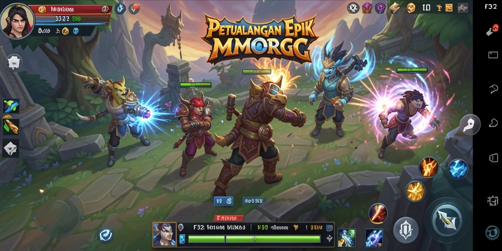 Gameplay seru di dunia fantasi F32 dengan pemain lainnya.