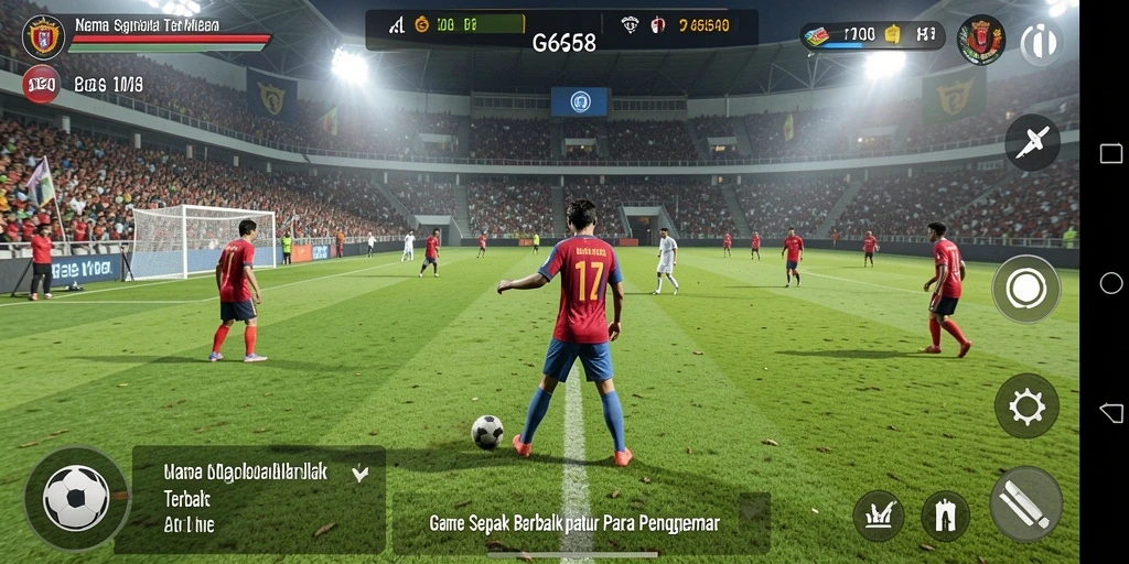 Tampilan menarik dari gameplay G668 dengan aksi sepak bola yang intens.