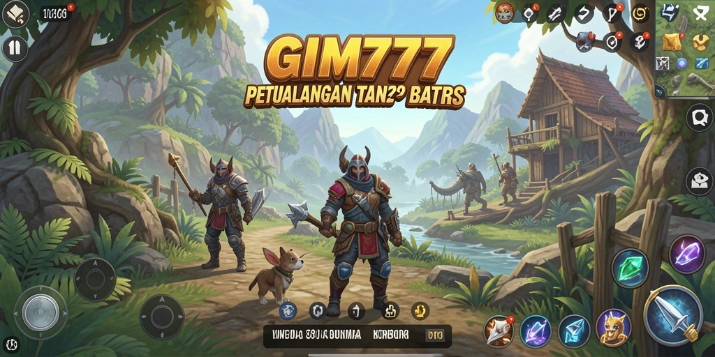 Screenshot utama GIM777 menampilkan pemain yang menjelajahi dunia terbuka yang menakjubkan.