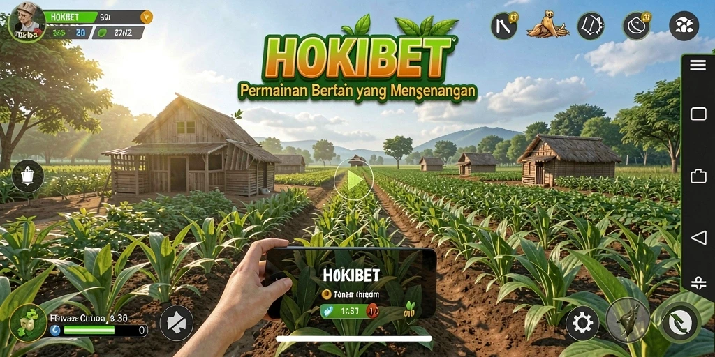 Tampilan gameplay HOKIBET dengan aktivitas bertani yang seru.
