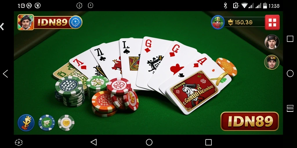Tampilan gameplay seru Gaple di IDN89 dengan interaksi pemain.