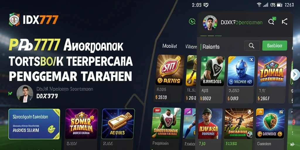 Tampilan screenshot dari aplikasi IDX777 yang menunjukkan fitur taruhan olahraga.