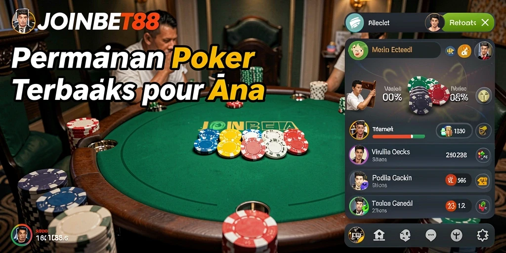 Tampilan utama gameplay Poker di JOINBET88 yang menarik dan interaktif.