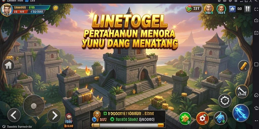 Screenshot gameplay LINETOGEL menunjukkan aksi Tower Defense yang mendebarkan.