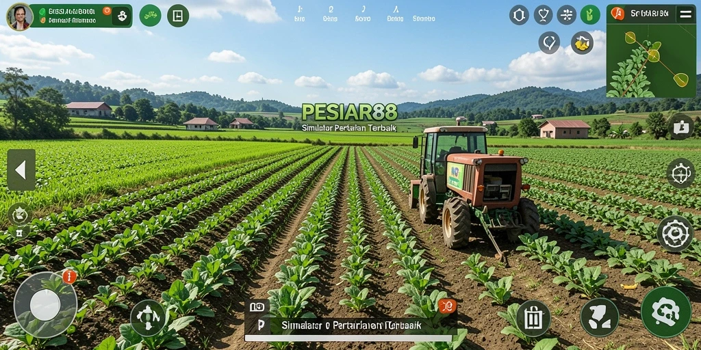 Screenshot PESIAR88 yang menampilkan aktivitas bertani yang seru.