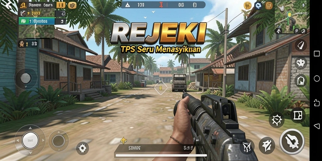 Tampilan gameplay seru dari REJEKI dengan aksi menegangkan dalam genre TPS.