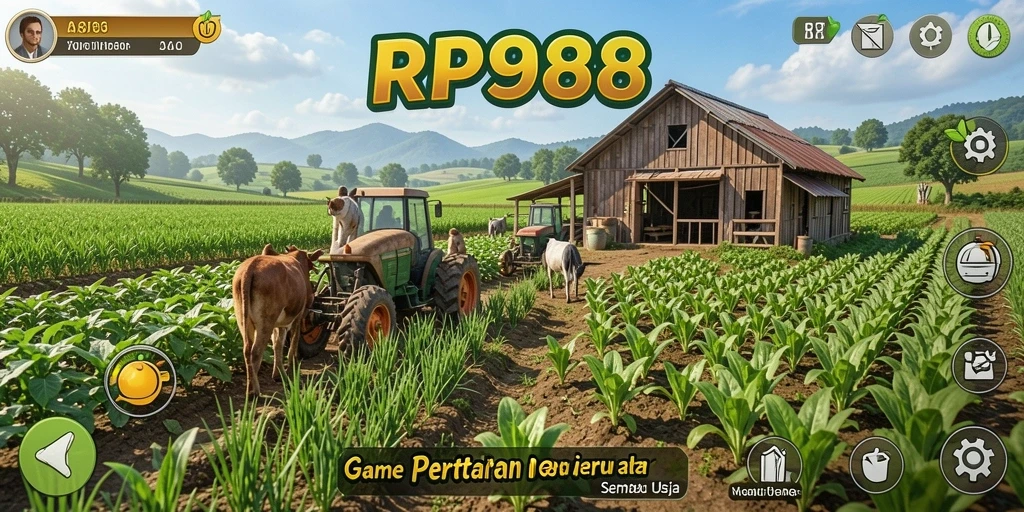 Tangkapan layar gameplay RP888 menunjukkan aktivitas bercocok tanam yang menarik.