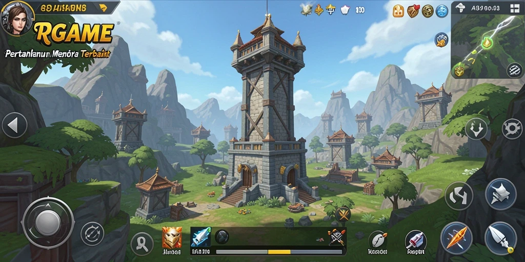 Tampilan RPGAME dengan aksi pertahanan menara yang menarik.