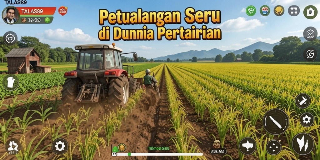 Tampilan menarik gameplay pertanian di TALAS89 dengan ladang subur.