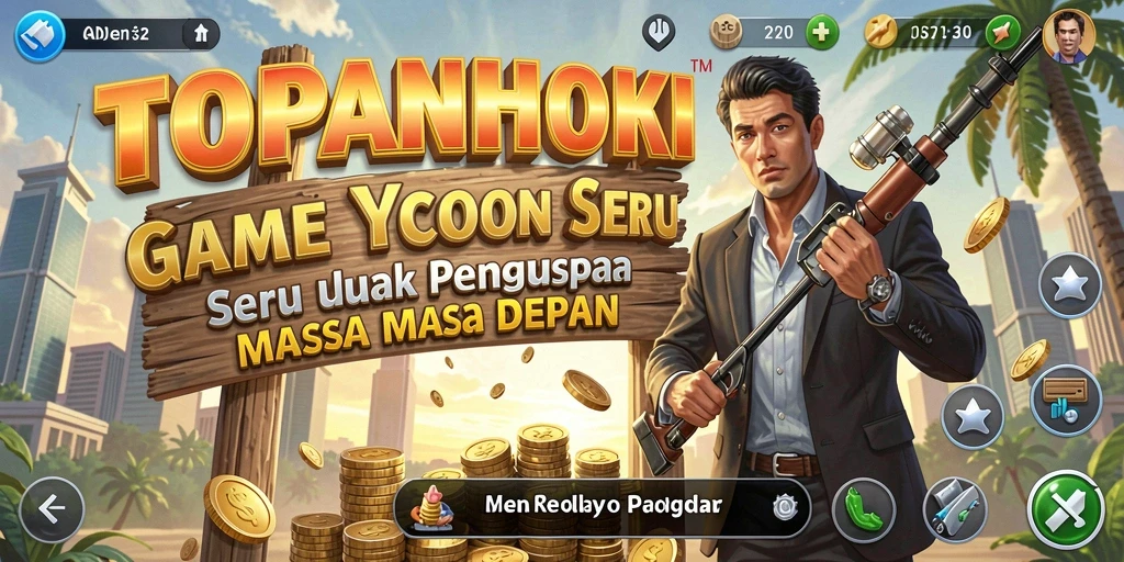Tampilan gameplay TOPANHOKI dengan manajemen bisnis yang menarik.
