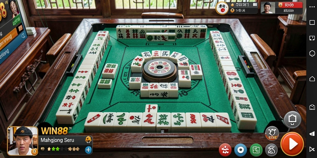 Screenshot gameplay WIN88 yang menampilkan keseruan permainan Mahjong.
