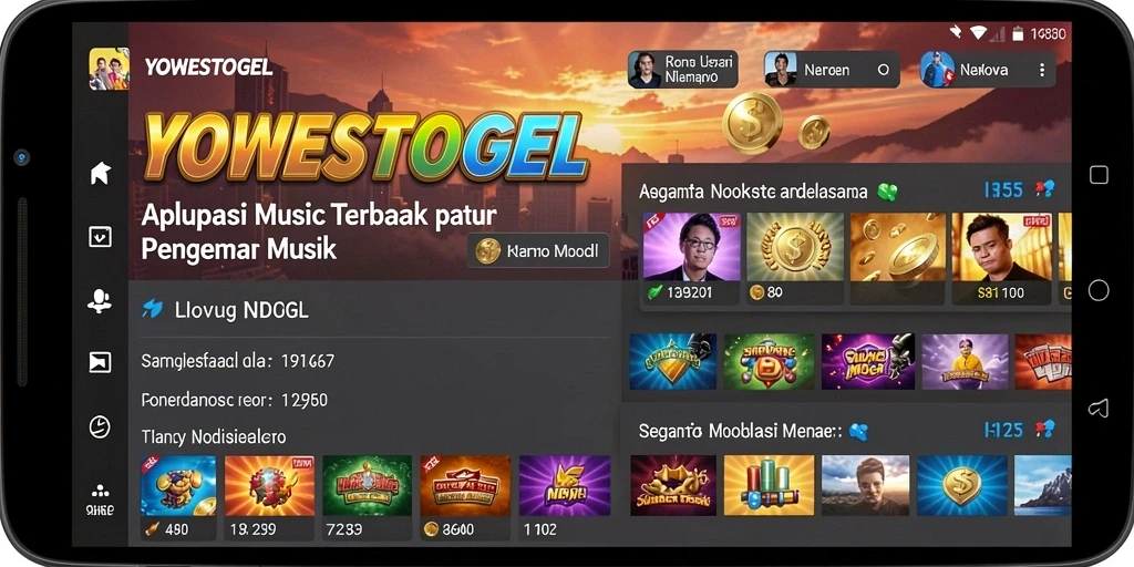 Tangkapan layar YOWESTOGEL menampilkan fitur interaktif musik yang menarik.